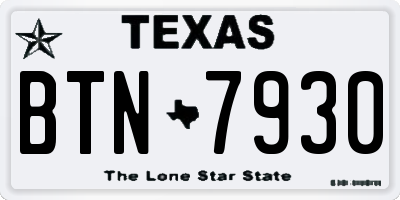 TX license plate BTN7930