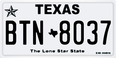 TX license plate BTN8037