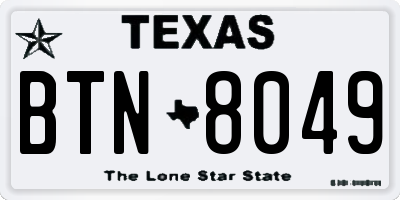 TX license plate BTN8049