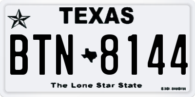 TX license plate BTN8144