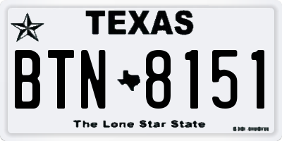TX license plate BTN8151