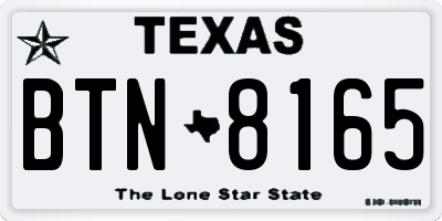 TX license plate BTN8165