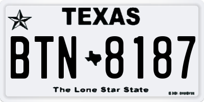 TX license plate BTN8187