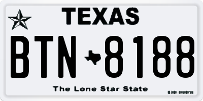 TX license plate BTN8188