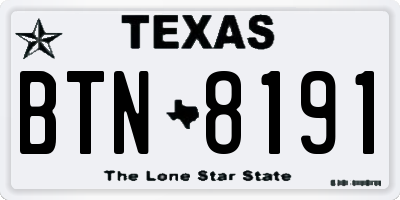 TX license plate BTN8191