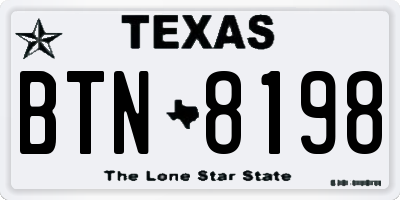 TX license plate BTN8198