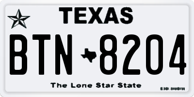 TX license plate BTN8204