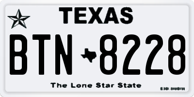 TX license plate BTN8228