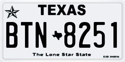 TX license plate BTN8251