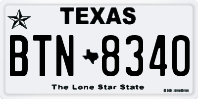 TX license plate BTN8340