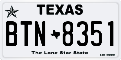 TX license plate BTN8351