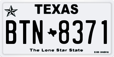 TX license plate BTN8371