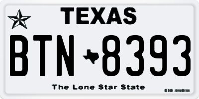 TX license plate BTN8393