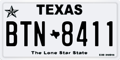 TX license plate BTN8411