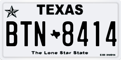 TX license plate BTN8414