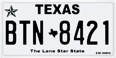 TX license plate BTN8421
