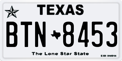 TX license plate BTN8453