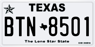 TX license plate BTN8501