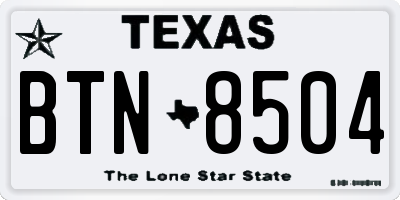 TX license plate BTN8504