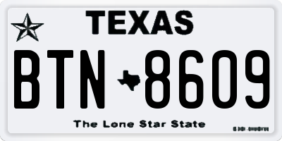 TX license plate BTN8609