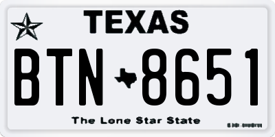TX license plate BTN8651
