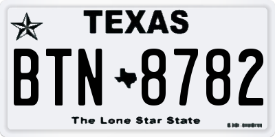 TX license plate BTN8782