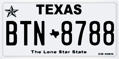 TX license plate BTN8788