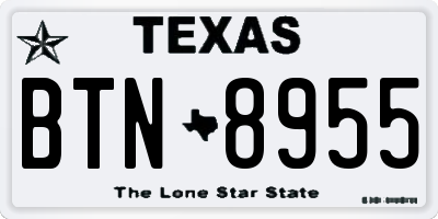 TX license plate BTN8955