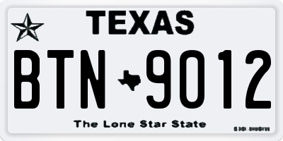 TX license plate BTN9012