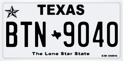 TX license plate BTN9040