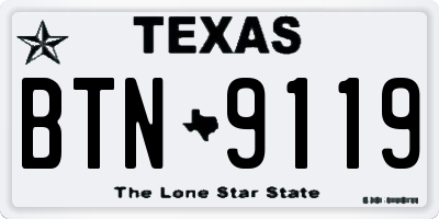 TX license plate BTN9119