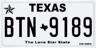TX license plate BTN9189
