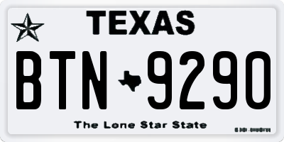 TX license plate BTN9290