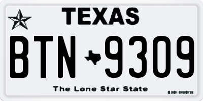 TX license plate BTN9309