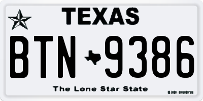 TX license plate BTN9386