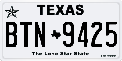 TX license plate BTN9425