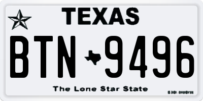 TX license plate BTN9496