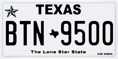 TX license plate BTN9500