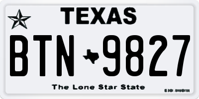 TX license plate BTN9827