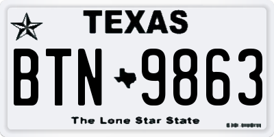 TX license plate BTN9863