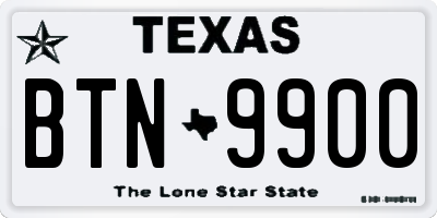 TX license plate BTN9900