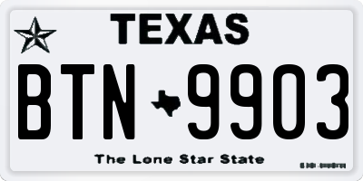 TX license plate BTN9903