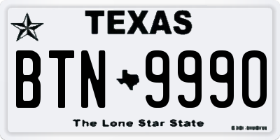 TX license plate BTN9990
