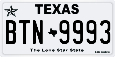TX license plate BTN9993