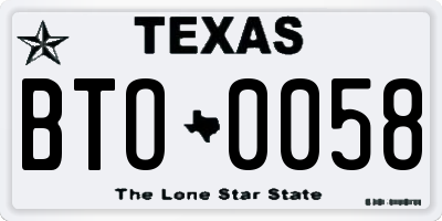 TX license plate BTO0058