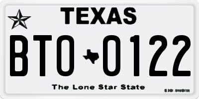 TX license plate BTO0122