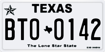 TX license plate BTO0142