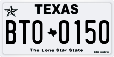 TX license plate BTO0150