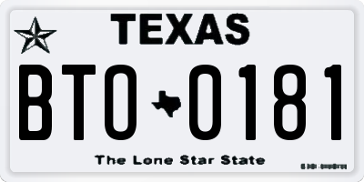 TX license plate BTO0181