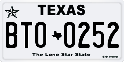TX license plate BTO0252